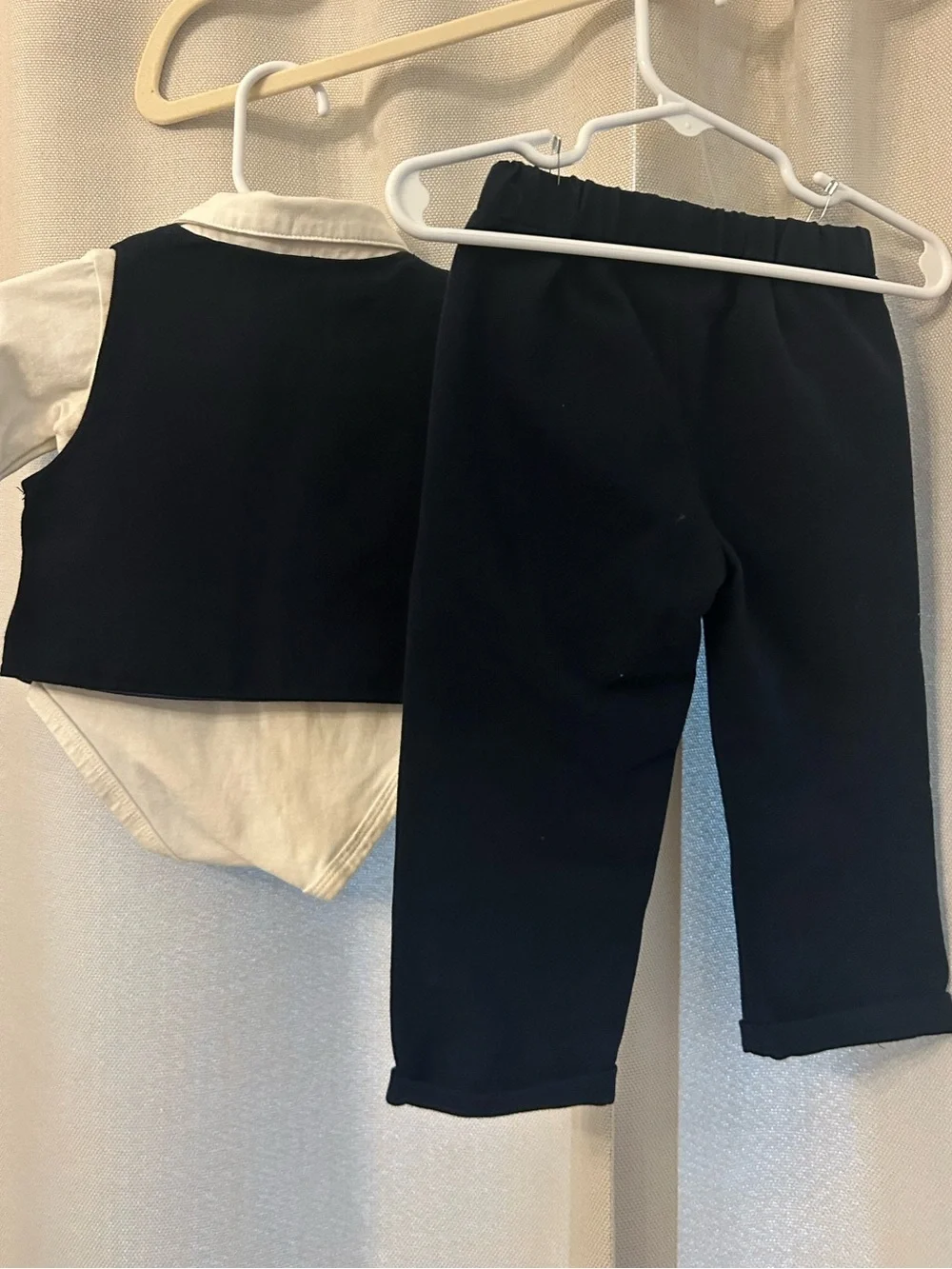 Baby Boys Navy Vest & Pants Set with White Shirt